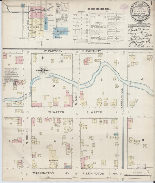 Sanborn Fire Insurance Map from Harrodsburg, Mercer County, Kentucky (1886), Sheet #0001 - Historic Sanborn Fire Insurance Map Print, vintage old map wall art, antique decor, genealogy gift, Kentucky Kentucky map