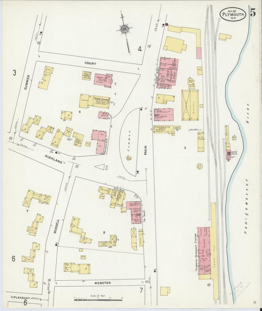 Sanborn Fire Insurance Map from Plymouth, Grafton County, New Hampshire (1911), Sheet #0005 - Historic Sanborn Fire Insurance Map Print, vintage old map wall art, antique decor, genealogy gift, New Hampshire New Hampshire map