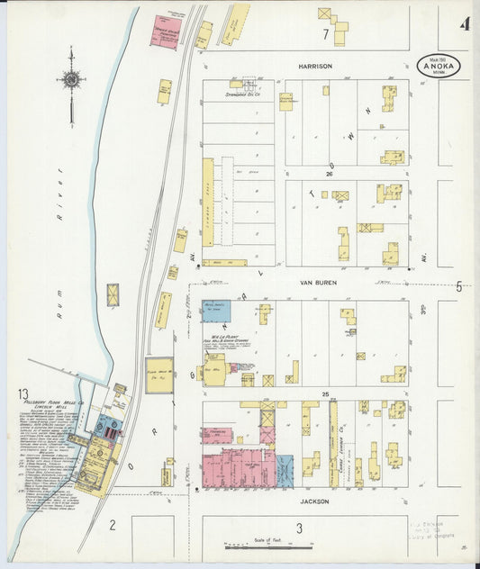 Sanborn Fire Insurance Map from Anoka, Anoka County, Minnesota (1911), Sheet #0004 - Historic Sanborn Fire Insurance Map Print, vintage old map wall art, antique decor, genealogy gift, Minnesota Minnesota map
