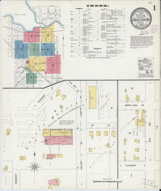 Sanborn Fire Insurance Map from Sauk Centre, Stearns County, Minnesota (1903), Sheet #0001 - Historic Sanborn Fire Insurance Map Print, vintage old map wall art, antique decor, genealogy gift, Minnesota Minnesota map