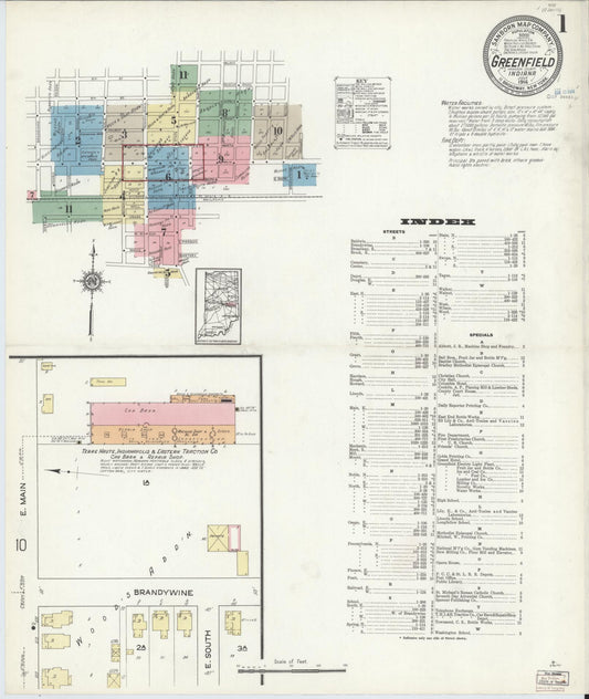 Sanborn Fire Insurance Map from Greenfield, Hancock County, Indiana. (1914) – Historic Sanborn Fire Insurance Map Print
