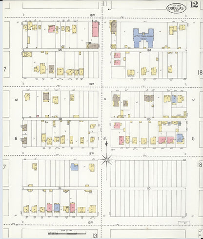 Sanborn Fire Insurance Map from Douglas, Cochise County, Arizona (1909), Sheet #0012 - Complete Map Set gallery image, historic Sanborn map, vintage wall art, Arizona Arizona