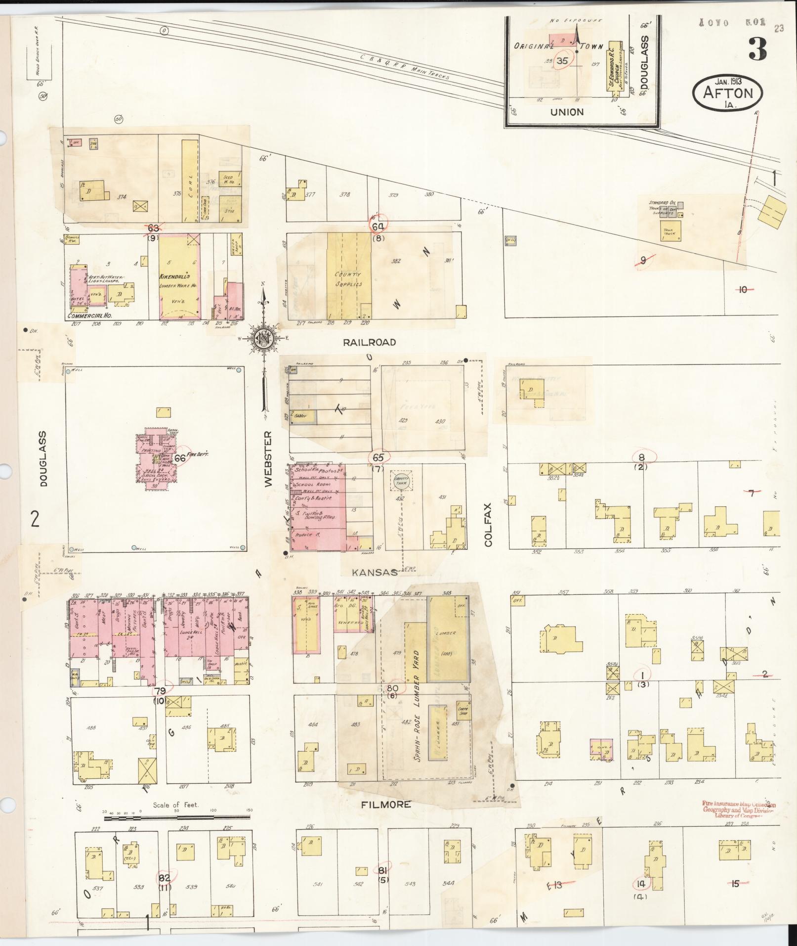 Sanborn Fire Insurance Map from Afton, Union County, Iowa (1932), Sheet #0003 - Historic Sanborn Fire Insurance Map Print