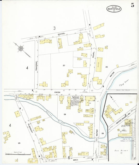 Sanborn Fire Insurance Map from Northfield, Washington County, Vermont (1910), Sheet #0005 - Historic Sanborn Fire Insurance Map Print, vintage old map wall art, antique decor, genealogy gift, Vermont Vermont map