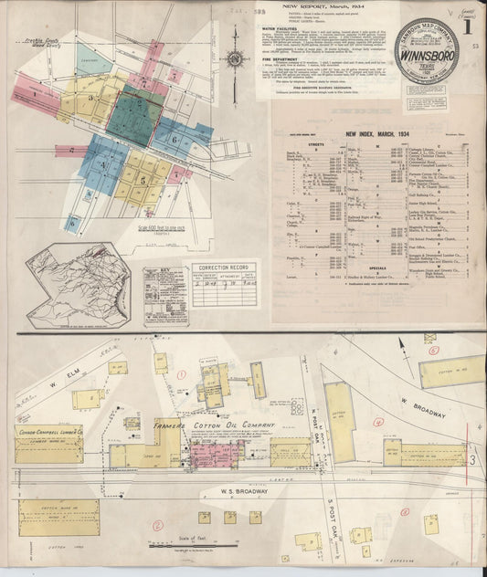 Sanborn Fire Insurance Map from Winnsboro, Wood County, Texas (1943), Sheet #0001 - Historic Sanborn Fire Insurance Map Print, vintage old map wall art, antique decor, genealogy gift, Texas Texas map