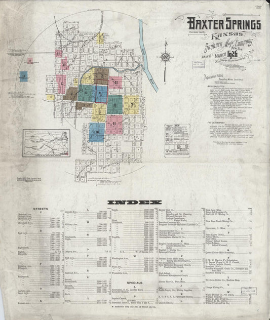 Sanborn Fire Insurance Map from Baxter Springs, Cherokee County, Kansas. (1926) – Historic Sanborn Fire Insurance Map Print