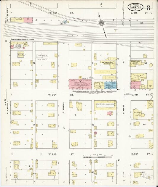 Sanborn Fire Insurance Map from Carroll, Carroll County, Iowa (1915), Sheet #0008 - Historic Sanborn Fire Insurance Map Print, vintage old map wall art
