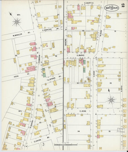 Sanborn Fire Insurance Map from Martinsburg, Berkeley County, West Virginia (1902), Sheet #0002 - Complete Map Set gallery image, historic Sanborn map, vintage wall art, West Virginia West Virginia