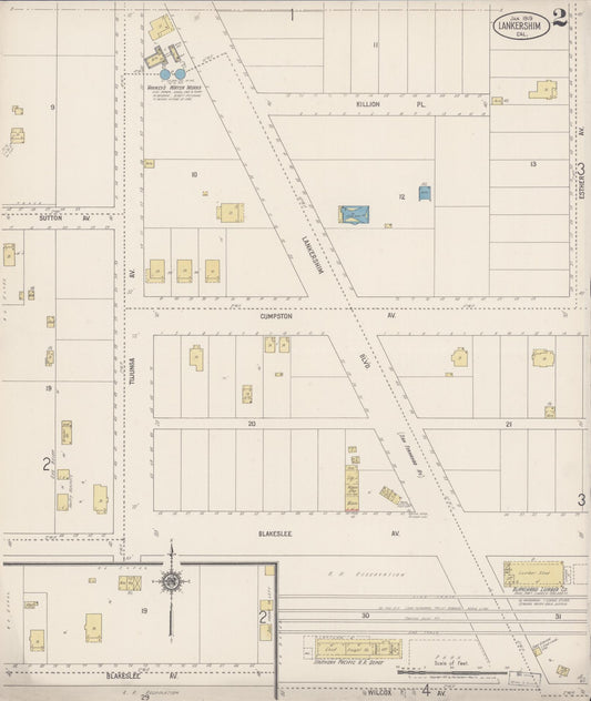 Sanborn Fire Insurance Map from Lankershim, Los Angeles County, California (1919), Sheet #0002 - Historic Sanborn Fire Insurance Map Print, vintage old map wall art, antique decor, genealogy gift, California California map