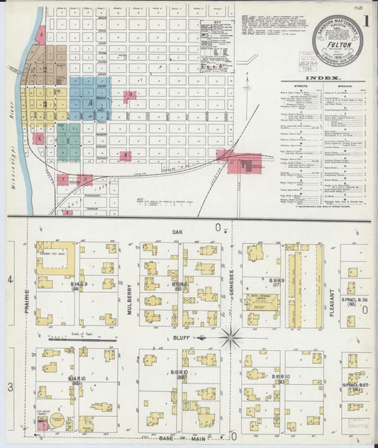 Sanborn Fire Insurance Map from Fulton, Whiteside County, Illinois (1903), Sheet #0001 - Complete Map Set gallery image, historic Sanborn map, vintage wall art, Illinois Illinois