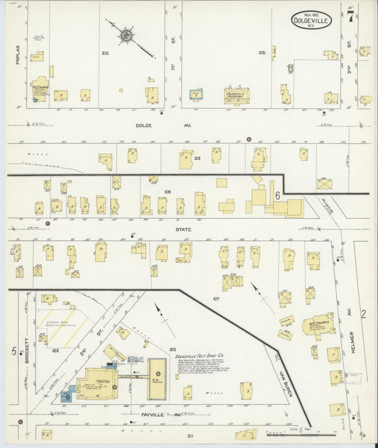 Sanborn Fire Insurance Map from Dolgeville, Hirkimer County, New York (1912), Sheet #0007 - Historic Sanborn Fire Insurance Map Print, vintage old map wall art, antique decor, genealogy gift, New York New York map