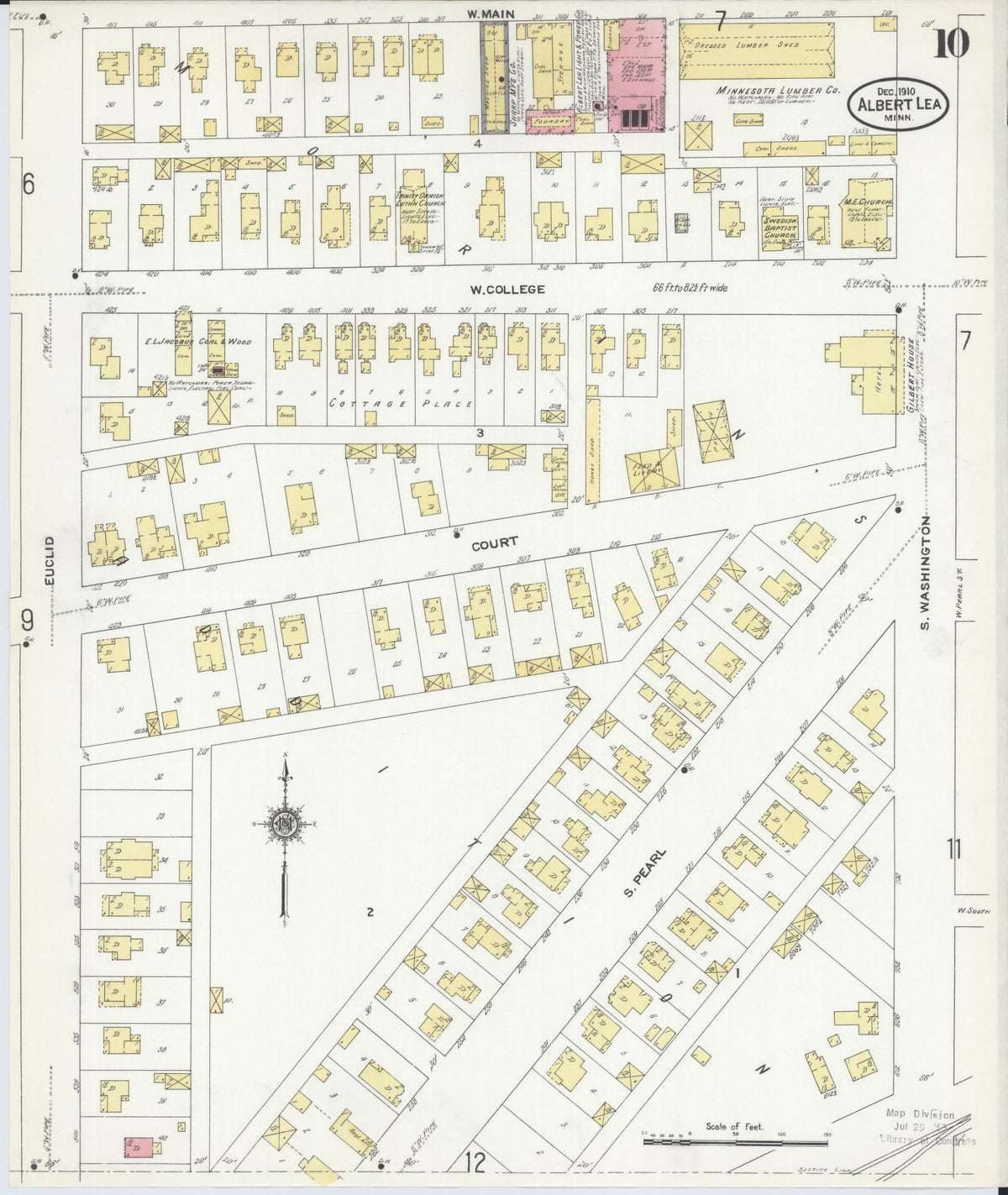 Sanborn Fire Insurance Map from Albert Lea, Freeborn County, Minnesota (1910), Sheet #0010 - Historic Sanborn Fire Insurance Map Print, vintage old map wall art, antique decor, genealogy gift, Minnesota Minnesota map