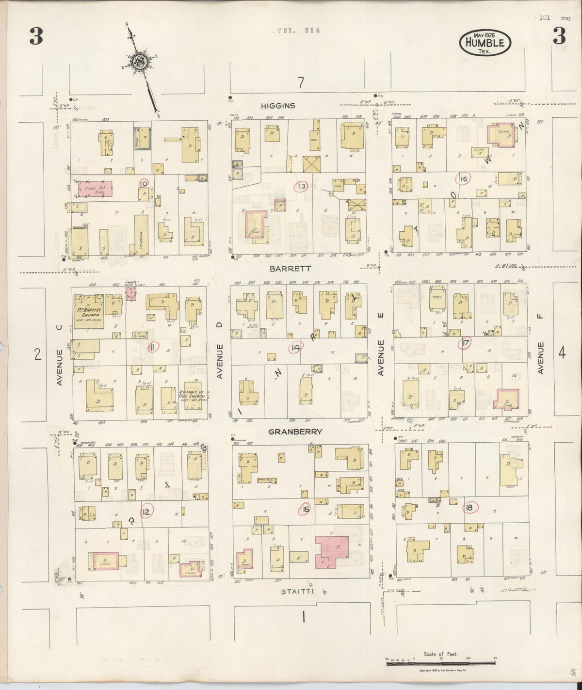 Sanborn Fire Insurance Map from Humble, Harris County, Texas (1940), Sheet #0003 - Complete Map Set gallery image, historic Sanborn map, vintage wall art, Texas Texas