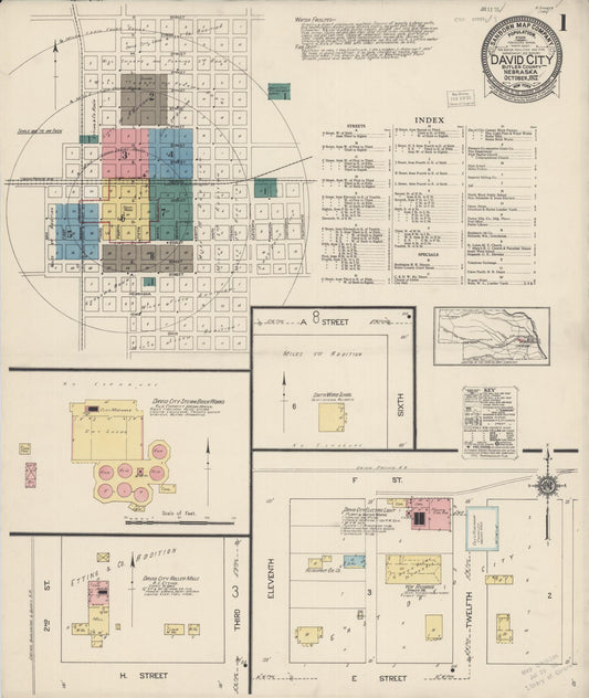 Sanborn Fire Insurance Map from David City, Butler County, Nebraska (1922), Sheet #0001 - Historic Sanborn Fire Insurance Map Print, vintage old map wall art, antique decor, genealogy gift, Nebraska Nebraska map