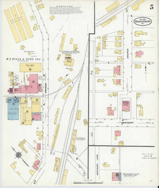 Sanborn Fire Insurance Map from Mercersburg, Franklin County, Pennsylvania (1910), Sheet #0005 - Historic Sanborn Fire Insurance Map Print, vintage old map wall art, antique decor, genealogy gift, Pennsylvania Pennsylvania map