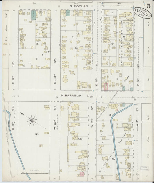 Sanborn Fire Insurance Map from Leadville, Lake County, Colorado (1886), Sheet #0005 - Historic Sanborn Fire Insurance Map Print, vintage old map wall art, antique decor, genealogy gift, Colorado Colorado map