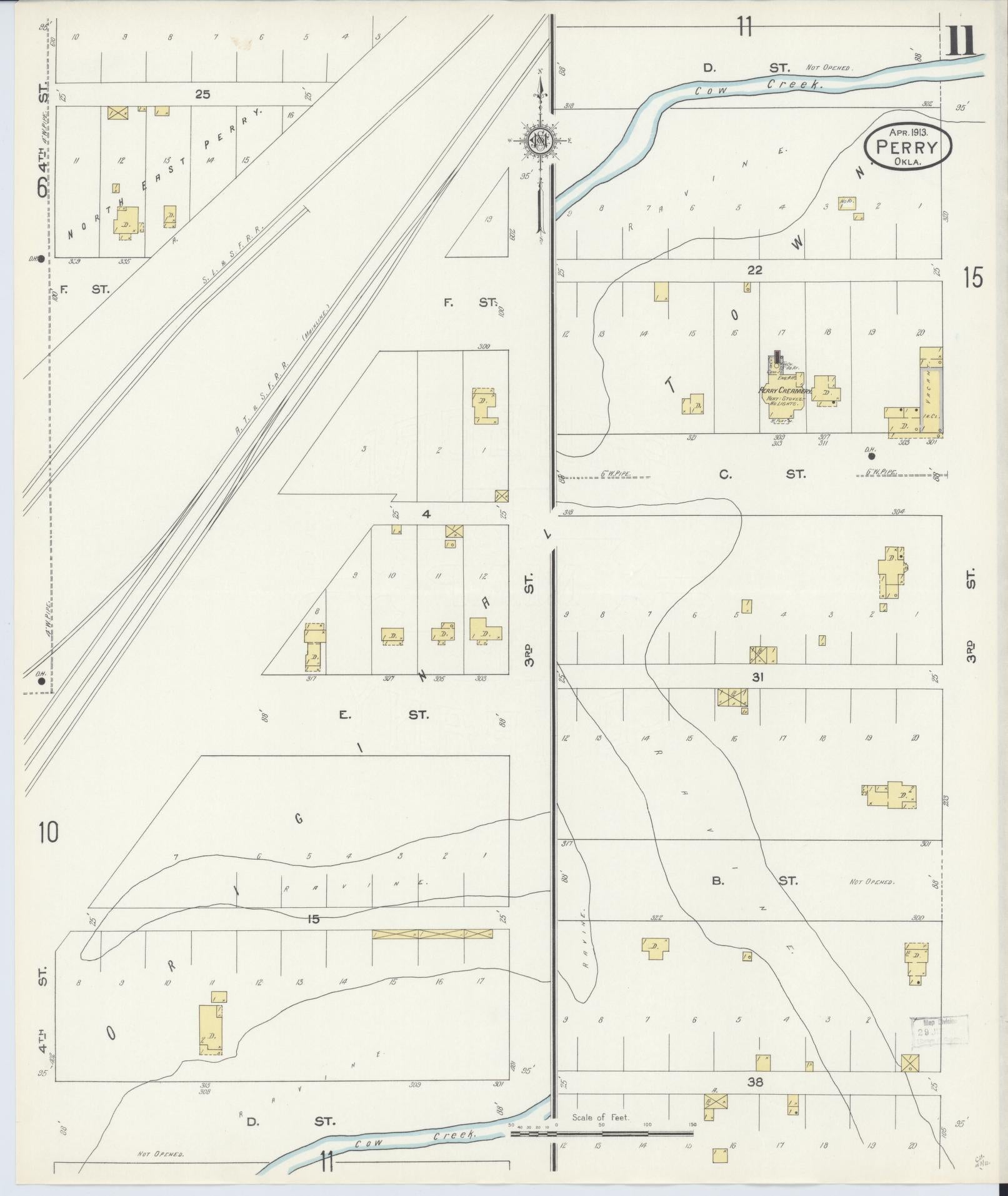 Sanborn Fire Insurance Map from Perry, Noble County, Oklahoma (1913), Sheet #0011 - Complete Map Set gallery image, historic Sanborn map, vintage wall art, Oklahoma Oklahoma