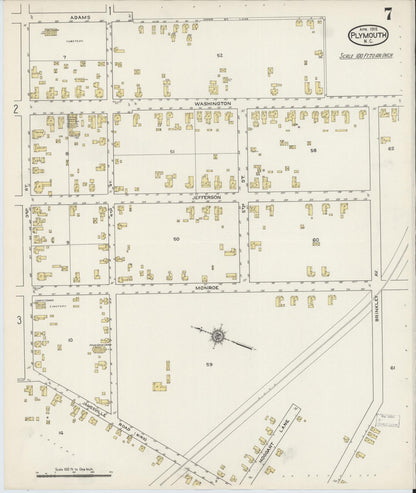 Sanborn Fire Insurance Map from Plymouth, Washington County, North Carolina (1915), Sheet #0007 - Complete Map Set gallery image, historic Sanborn map, vintage wall art, North Carolina North Carolina