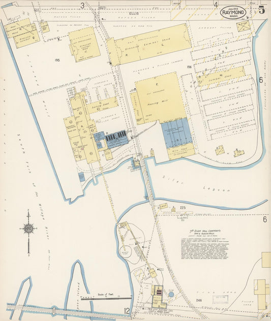 Sanborn Fire Insurance Map from Raymond, Pacific County, Washington (1913), Sheet #0005 - Historic Sanborn Fire Insurance Map Print, vintage old map wall art, antique decor, genealogy gift, Washington Washington map