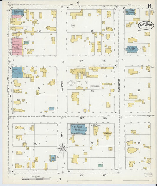 Sanborn Fire Insurance Map from Lockport, Will County, Illinois (1902), Sheet #0006 - Historic Sanborn Fire Insurance Map Print, vintage old map wall art, antique decor, genealogy gift, Illinois Illinois map
