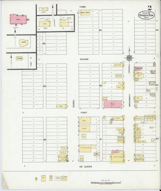 Sanborn Fire Insurance Map from Broken Bow, McCurtain County, Oklahoma (1921), Sheet #0002 - Historic Sanborn Fire Insurance Map Print, vintage old map wall art, antique decor, genealogy gift, Oklahoma Oklahoma map