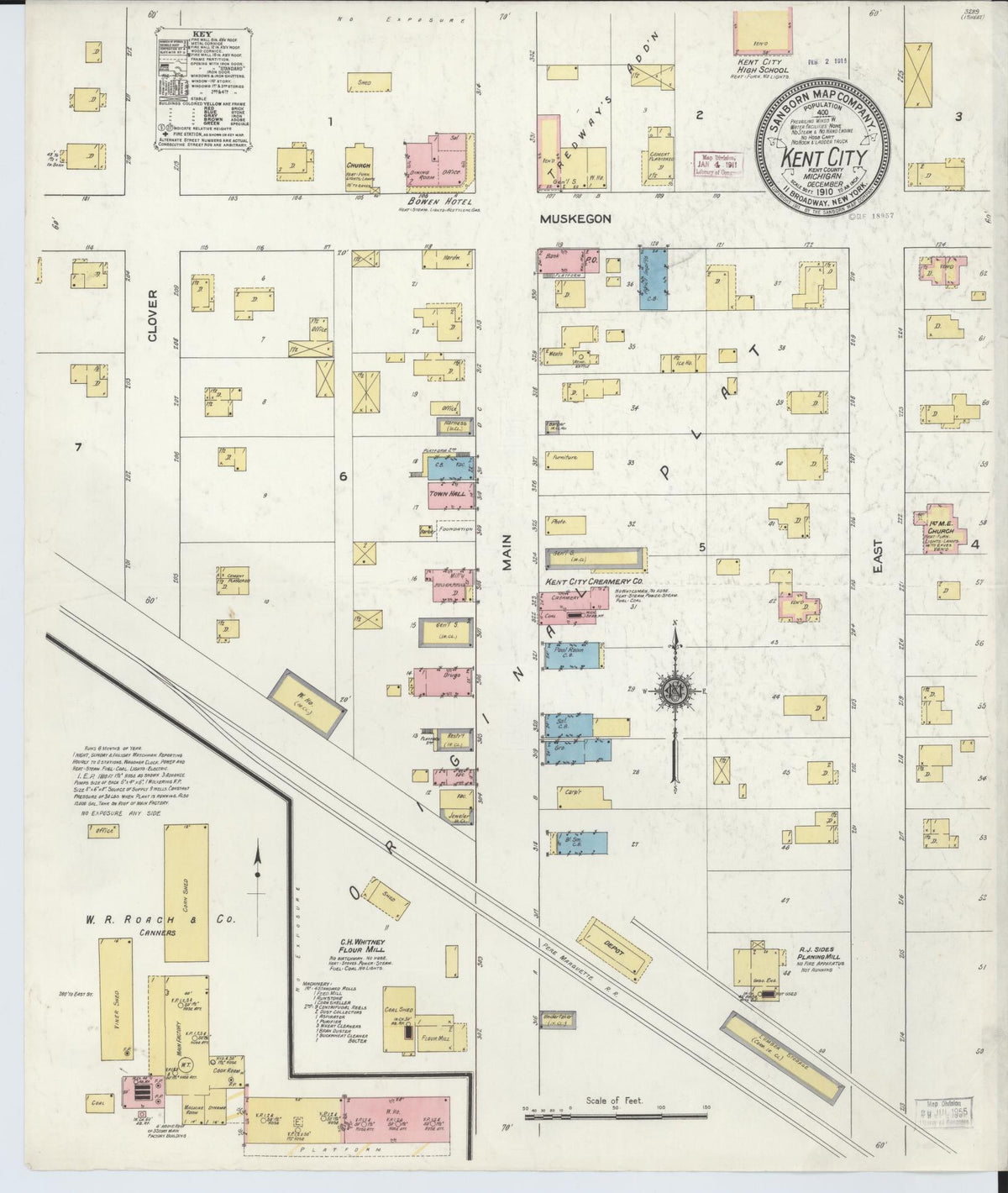 Sanborn Fire Insurance Map from Kent City, Kent County, Michigan (1910), Sheet #0001 - Historic Sanborn Fire Insurance Map Print, vintage old map wall art, antique decor, genealogy gift, Michigan Michigan map