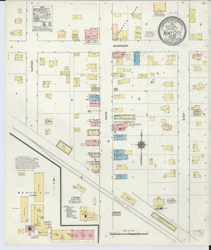 Sanborn Fire Insurance Map from Kent City, Kent County, Michigan (1910), Sheet #0001 - Historic Sanborn Fire Insurance Map Print, vintage old map wall art, antique decor, genealogy gift, Michigan Michigan map