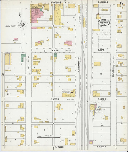 Sanborn Fire Insurance Map from Virden, Macoupin County, Illinois (1900), Sheet #0006 - Historic Sanborn Fire Insurance Map Print, vintage old map wall art, antique decor, genealogy gift, Illinois Illinois map
