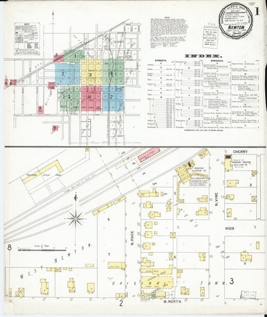 Sanborn Fire Insurance Map from Newton, Jasper County, Iowa (1900), Sheet #0001 - Historic Sanborn Fire Insurance Map Print, vintage old map wall art