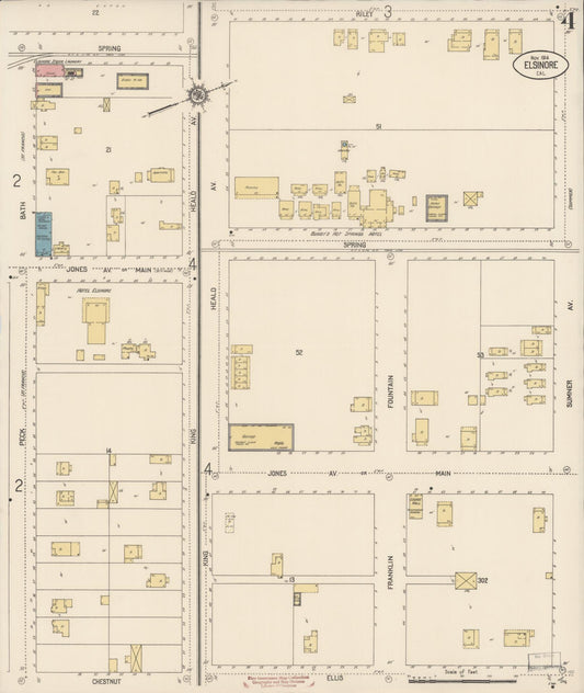 Sanborn Fire Insurance Map from Elsinore, Riverside County, California (1914), Sheet #0004 - Historic Sanborn Fire Insurance Map Print, vintage old map wall art, antique decor, genealogy gift, California California map