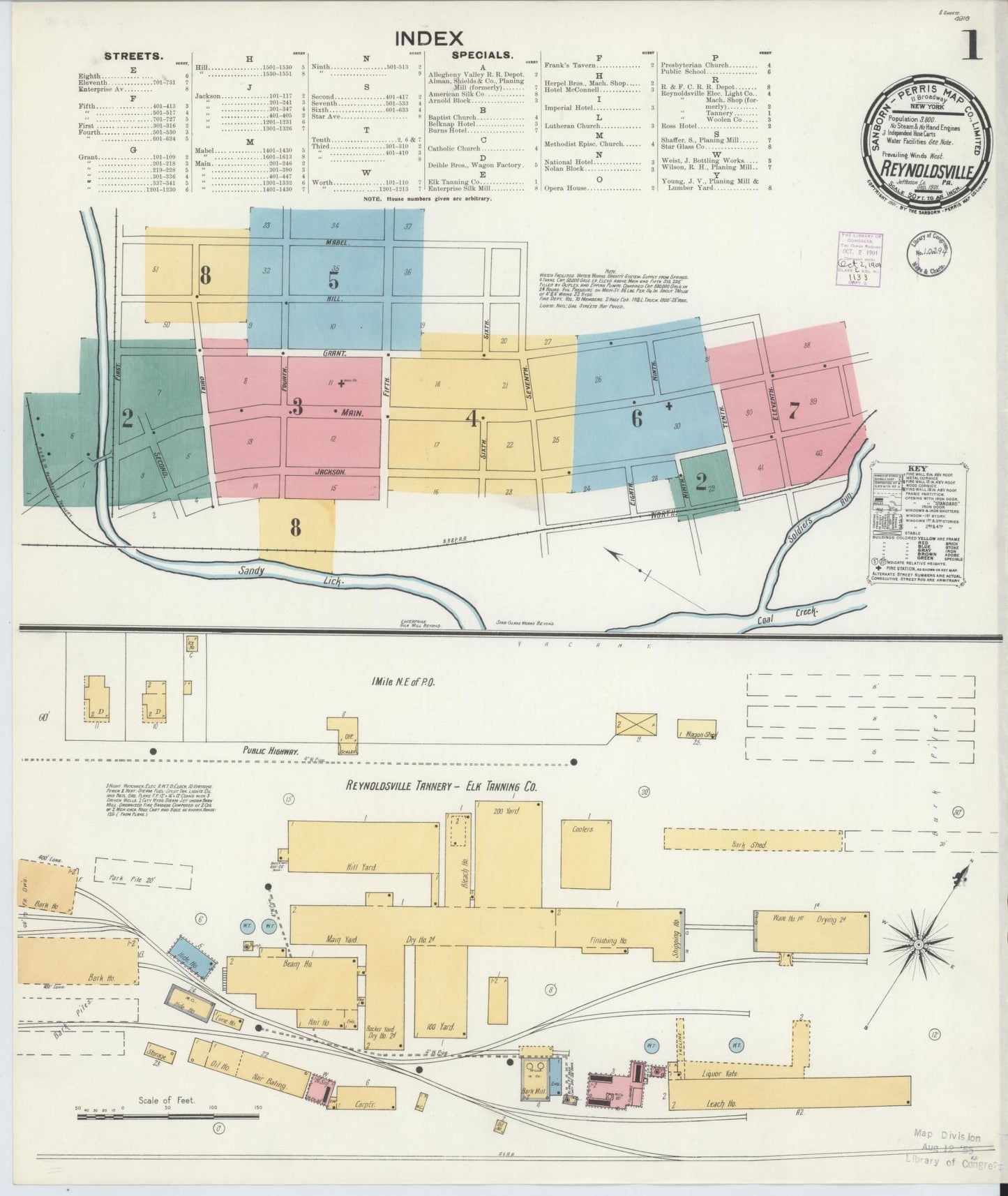 Sanborn Fire Insurance Map from Reynoldsville, Jefferson County, Pennsylvania (1901), Sheet #0001 - Complete Map Set gallery image, historic Sanborn map, vintage wall art, Pennsylvania Pennsylvania
