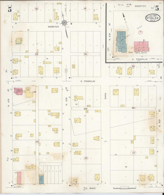 Sanborn Fire Insurance Map from Stigler, Haskell County, Oklahoma (1941), Sheet #0005 - Historic Sanborn Fire Insurance Map Print, vintage old map wall art, antique decor, genealogy gift, Oklahoma Oklahoma map
