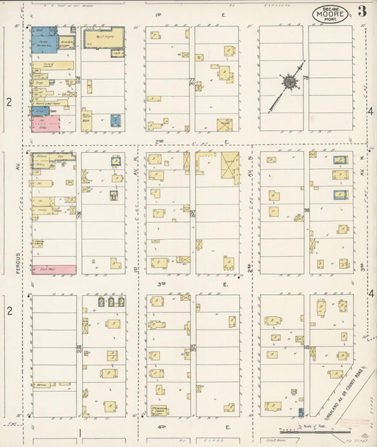 Sanborn Fire Insurance Map from Moore, Fergus County, Montana (1912), Sheet #0003 - Historic Sanborn Fire Insurance Map Print, vintage old map wall art, antique decor, genealogy gift, Montana Montana map