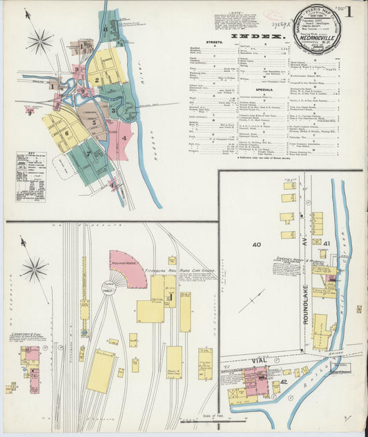Sanborn Fire Insurance Map from Mechanicville, Saratoga County, New York (1892), Sheet #0001 - Complete Map Set gallery image, historic Sanborn map, vintage wall art, New York New York