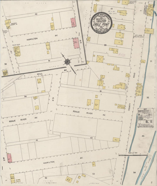 Sanborn Fire Insurance Map from Eagle Point, Jackson County, Oregon (1911), Sheet #0001 - Historic Sanborn Fire Insurance Map Print, vintage old map wall art, antique decor, genealogy gift, Oregon Oregon map