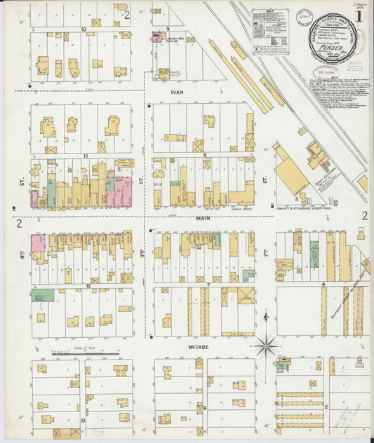 Sanborn Fire Insurance Map from Pender, Thurston County, Nebraska (1899), Sheet #0001 - Historic Sanborn Fire Insurance Map Print, vintage old map wall art, antique decor, genealogy gift, Nebraska Nebraska map