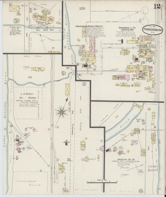 Sanborn Fire Insurance Map from Parkersburg, Wood County, West Virginia (1889), Sheet #0012 - Historic Sanborn Fire Insurance Map Print, vintage old map wall art, antique decor, genealogy gift, West Virginia West Virginia map