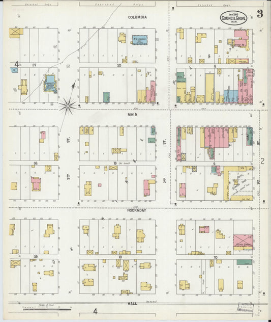 Sanborn Fire Insurance Map from Council Grove, Morris County, Kansas (1900), Sheet #0003 - Historic Sanborn Fire Insurance Map Print, vintage old map wall art, antique decor, genealogy gift, Kansas Kansas map