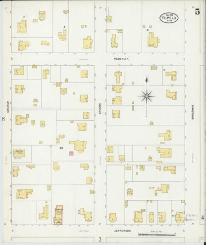 Sanborn Fire Insurance Map from Tupelo, Lee County, Mississippi (1903), Sheet #0005 - Complete Map Set gallery image, historic Sanborn map, vintage wall art, Mississippi Mississippi