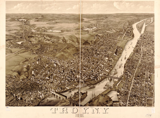 Troy, N.Y. 1881. (1881) – Historic Bird’s-Eye View Panorama Print