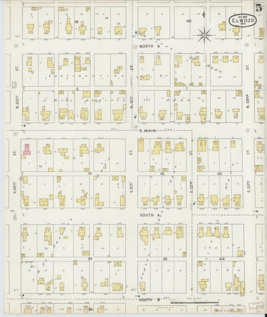 Sanborn Fire Insurance Map from Elwood, Madison County, Indiana (1895), Sheet #0005 - Historic Sanborn Fire Insurance Map Print, vintage old map wall art, antique decor, genealogy gift, Indiana Indiana map