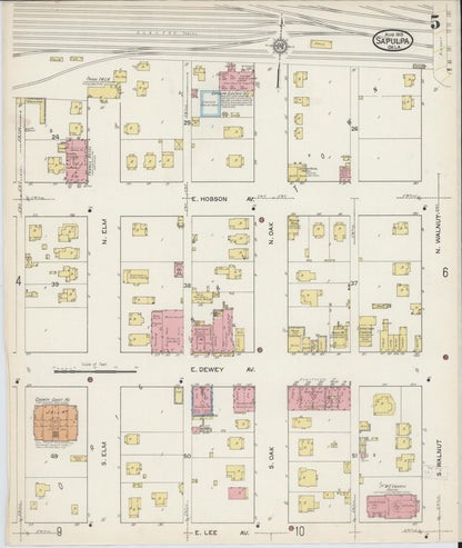Sanborn Fire Insurance Map from Sapulpa, Creek County, Oklahoma (1915), Sheet #0005 - Complete Map Set gallery image, historic Sanborn map, vintage wall art, Oklahoma Oklahoma
