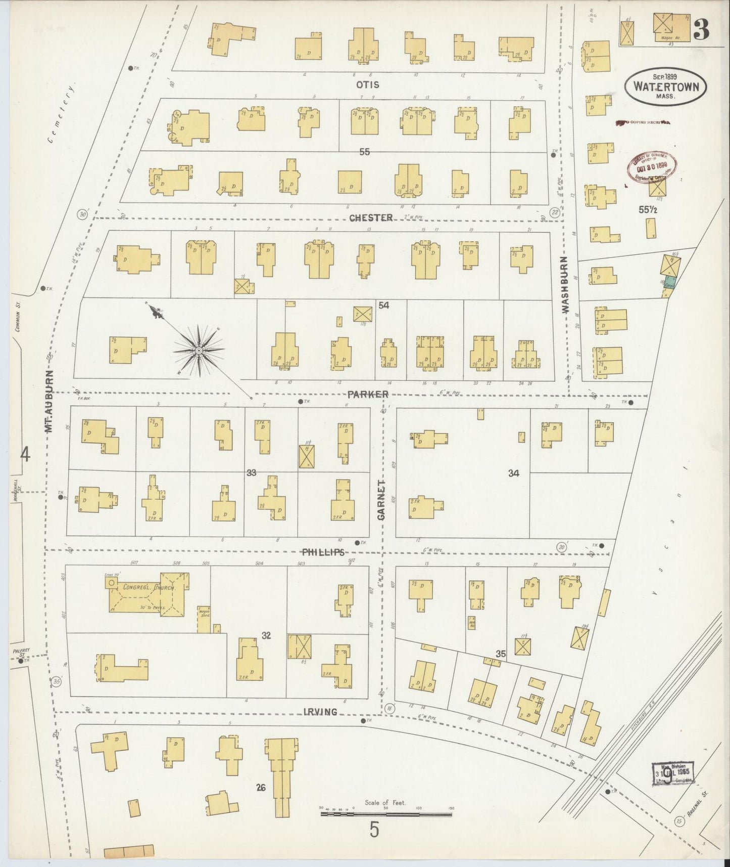 Sanborn Fire Insurance Map from Watertown, Middlesex County, Massachusetts (1899), Sheet #0003 - Complete Map Set gallery image, historic Sanborn map, vintage wall art, Massachusetts Massachusetts