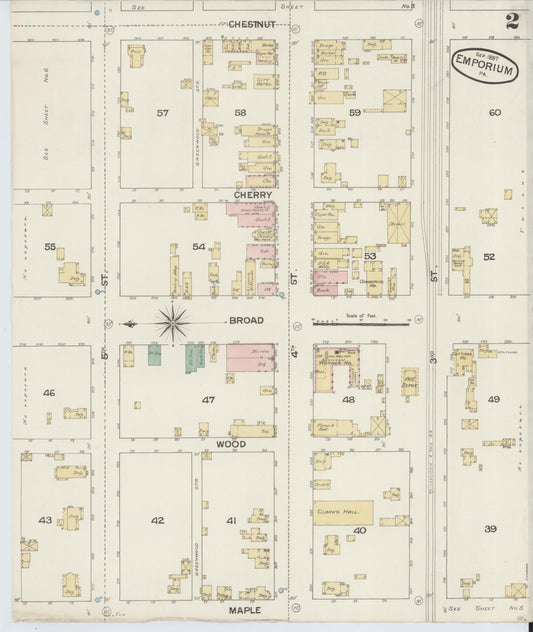 Sanborn Fire Insurance Map from Emporium, Cameron County, Pennsylvania (1887), Sheet #0002 - Historic Sanborn Fire Insurance Map Print, vintage old map wall art, antique decor, genealogy gift, Pennsylvania Pennsylvania map