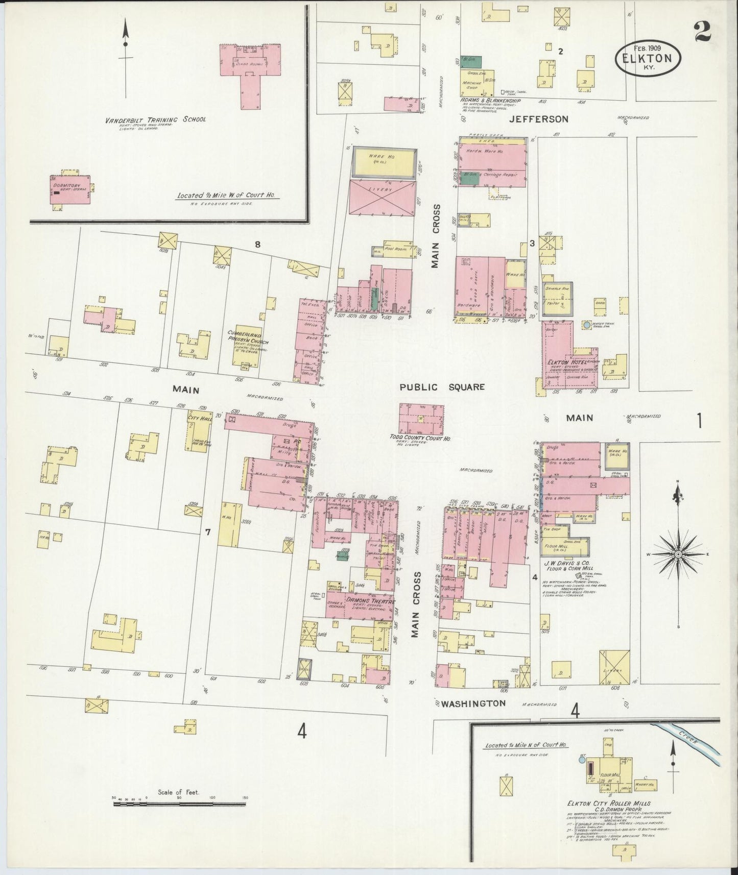 Sanborn Fire Insurance Map from Elkton, Todd County, Kentucky (1909), Sheet #0002 - Complete Map Set gallery image, historic Sanborn map, vintage wall art, Kentucky Kentucky
