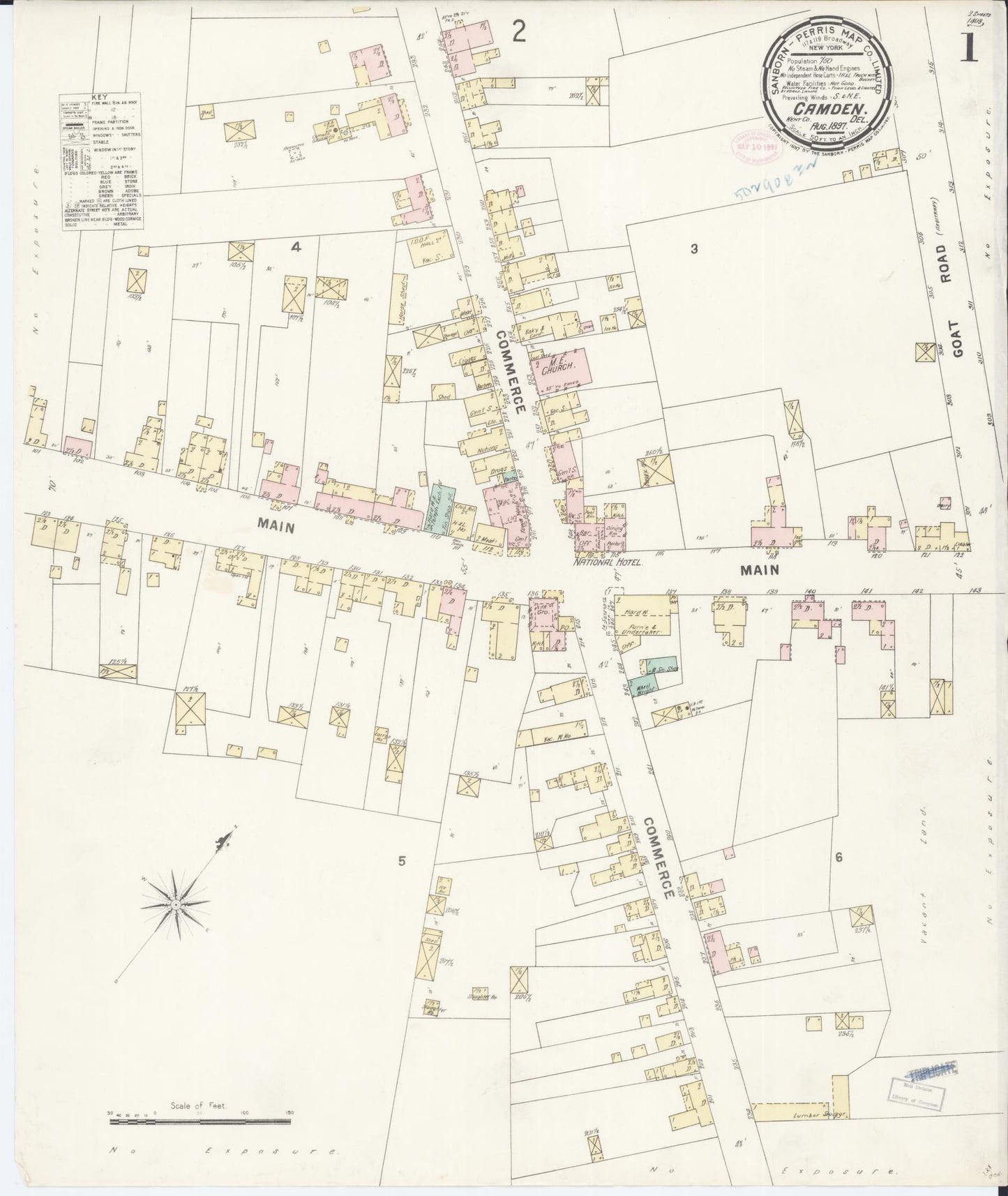 Sanborn Fire Insurance Map from Camden, Kent County, Delaware (1897), Sheet #0001 - Complete Map Set gallery image, historic Sanborn map, vintage wall art, Delaware Delaware