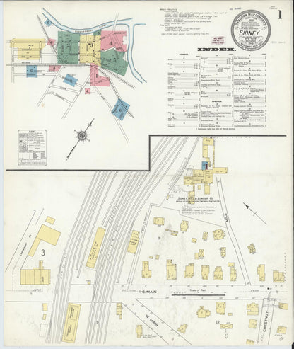 Sanborn Fire Insurance Map from Sidney, Delaware County, New York (1910), Sheet #0001 - Complete Map Set gallery image, historic Sanborn map, vintage wall art, New York New York
