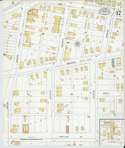 Sanborn Fire Insurance Map from Lorain, Lorain County, Ohio (1905), Sheet #0017 - Historic Sanborn Fire Insurance Map Print, vintage old map wall art, antique decor, genealogy gift, Ohio Ohio map