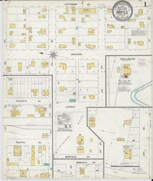 Sanborn Fire Insurance Map from Argyle, Marshall County, Minnesota (1904), Sheet #0001 - Historic Sanborn Fire Insurance Map Print, vintage old map wall art, antique decor, genealogy gift, Minnesota Minnesota map