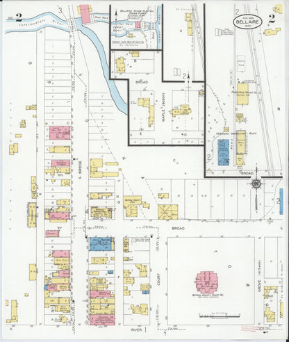 Sanborn Fire Insurance Map from Bellaire, Antrim County, Michigan (1929), Sheet #0002 - Historic Sanborn Fire Insurance Map Print, vintage old map wall art, antique decor, genealogy gift, Michigan Michigan map